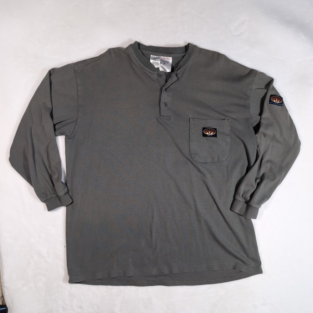 3 Rasco FR Henley T-Shirt Mens Lot 3XL Long Sleeve Flame Resistant HRC 2 GTF454 - Picture 2 of 16